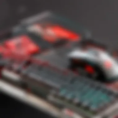 Ergonomically designed gaming mouse and keyboard setup in a competitive gaming environment