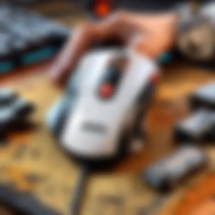 High-precision gaming mouse in action with on-screen Apex Legends gameplay