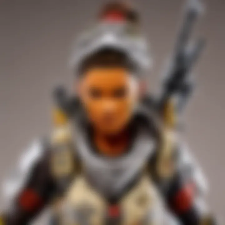 A detailed view of an Apex Legends figurine showcasing intricate design elements