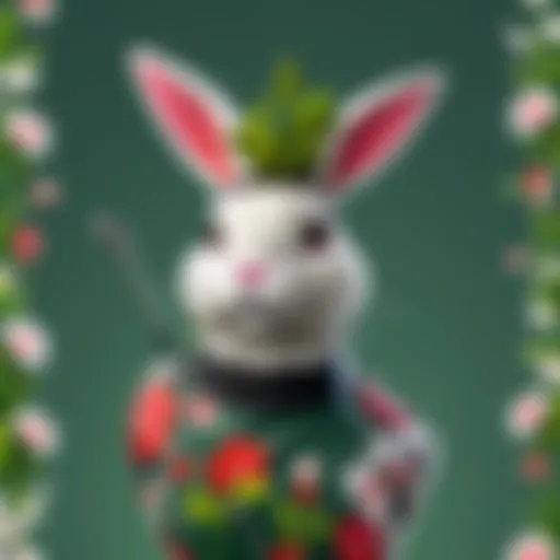 Elegant bunny golf head cover design with floral motifs