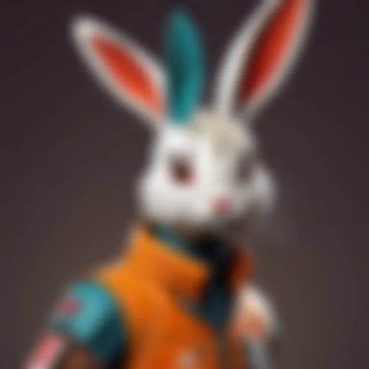 Vintage-inspired bunny golf head cover with retro colors