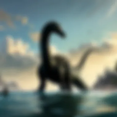 The Enigmatic Silhouette of Nessie A mysterious underwater silhouette hinting at Nessie's presence
