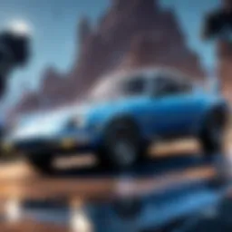 Elegant Pearl Blue Car in Moonlight