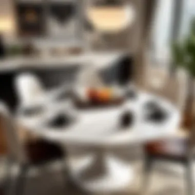 Sophisticated Dining Atmosphere Elegant Dining Setting with Crate and Barrel White Round Table