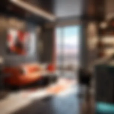 Sleek Interior Design Elegant Modern Living Room at The Apex Apartments in Las Vegas
