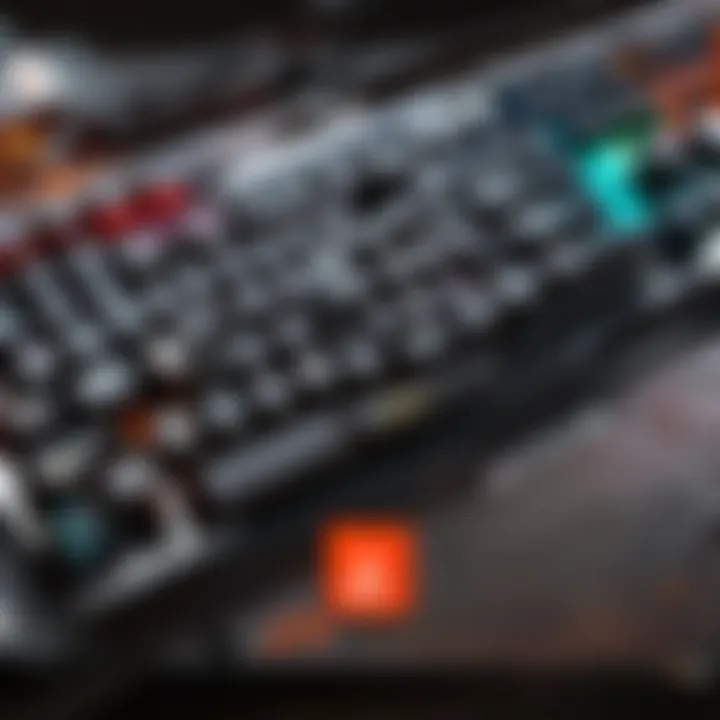 SteelSeries Apex Pro TKL keyboard in a gaming setup with ambient lighting