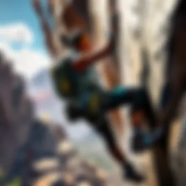 Adventurous rock climber conquering challenging Apex route