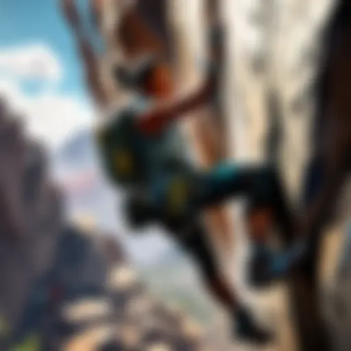 Adventurous rock climber conquering challenging Apex route