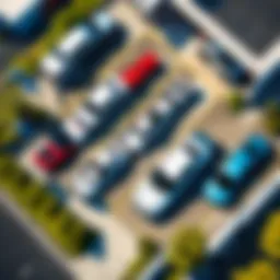 Aerial view of rental cars in New Zealand