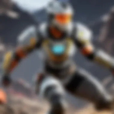 In-Game Action with the Grey Evoshield A player equipped with the Grey Evoshield in an intense battle scenario within APEX Legends.