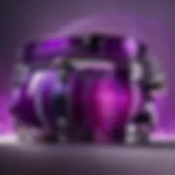 Close-up of the Mapex Armory Purple Haze drum kit showcasing its vibrant finish and intricate design.