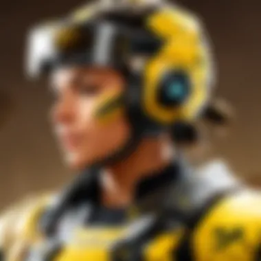 Detailed Examination of Yellow Evoshield Close-up view of Yellow Evoshield in APEX Legends.