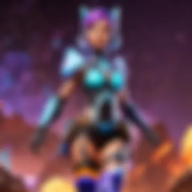 Mystical KDA Figurine with a futuristic aesthetic