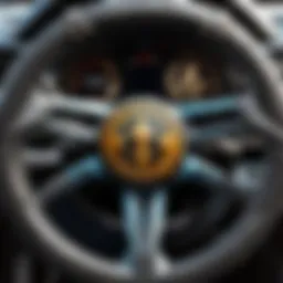 Mystical Triton Symbol Engraved on Car's Steering Wheel