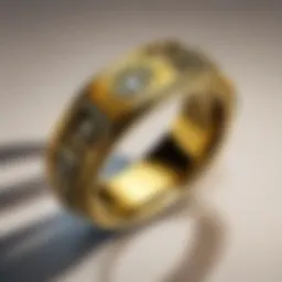 Elegant golden ring on a marble surface