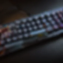 Close-up view of SteelSeries Apex TKL keyboard showcasing key design elements