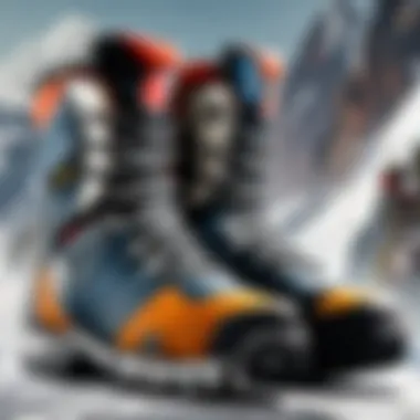 A digital interface displaying ski boot selection technology.