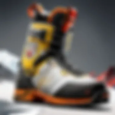 An APEX ski boot display showcasing the latest models.