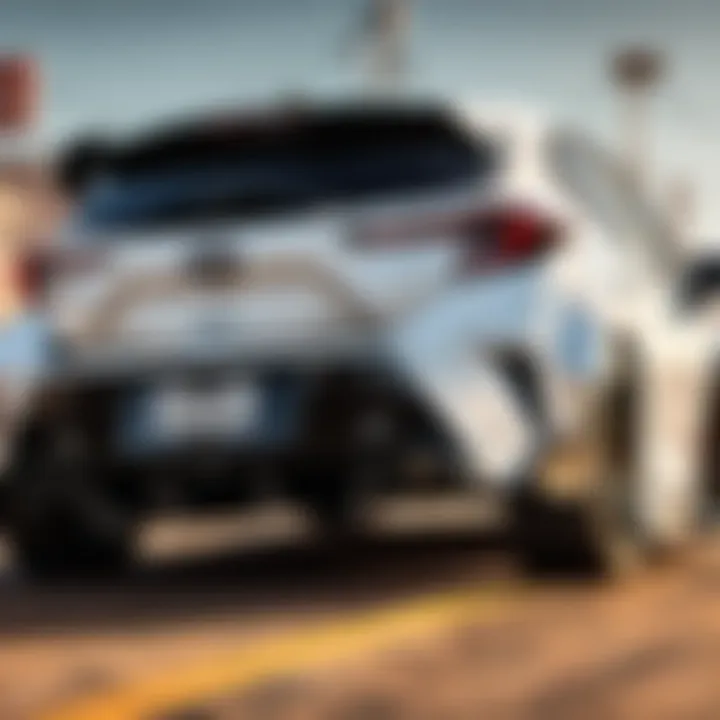 Aftermarket options for Toyota Corolla Hatchback rear diffusers displayed on a showroom floor